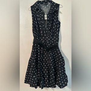 City Chic NWT Spotty Dotty Dress, A-Line Ruffles Black Polka Dot, Size S (16)